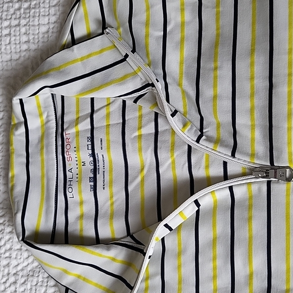 LOHLA sport long sleeve shirt, size M, white with black and yellow stripes - Picture 2 of 5